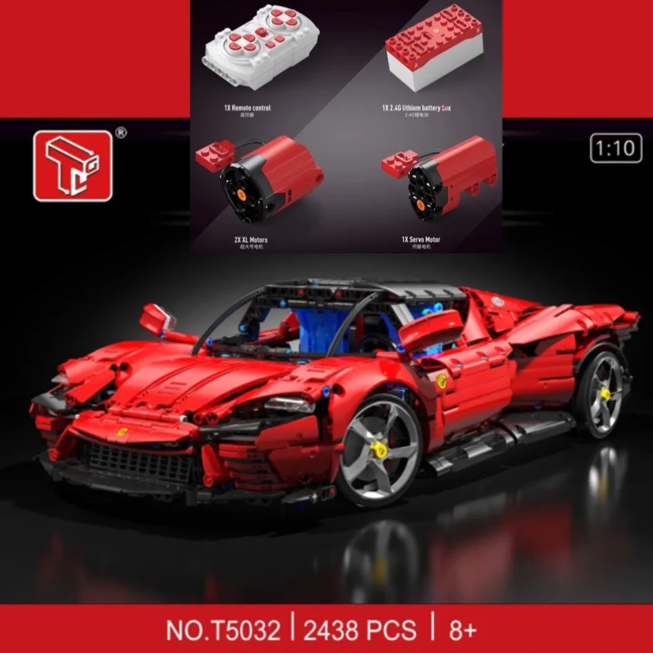 

MOC Super RED Racing Sport Technical RC Car Model Building Block City Famous Expert Vehicle Bricks Sets Birthday Toys Kids Gifts