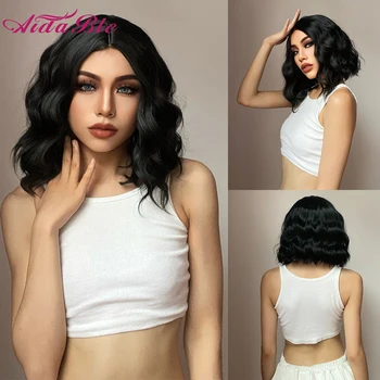 Aidable Synthetic Bob Wigs Short Wave Wigs for Women Middle Part Black Blonde Red Cosplay Party Wig Heat Resistant Wig