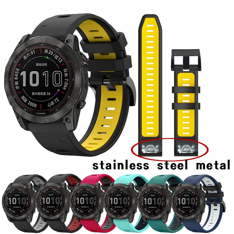 

Ремешок силиконовый для Garmin Fenix 7X 7 6X 6Pro 5X 5 Plus 3HR 935, простой металлический быстросъемный браслет, аксессуар, 22 26 мм