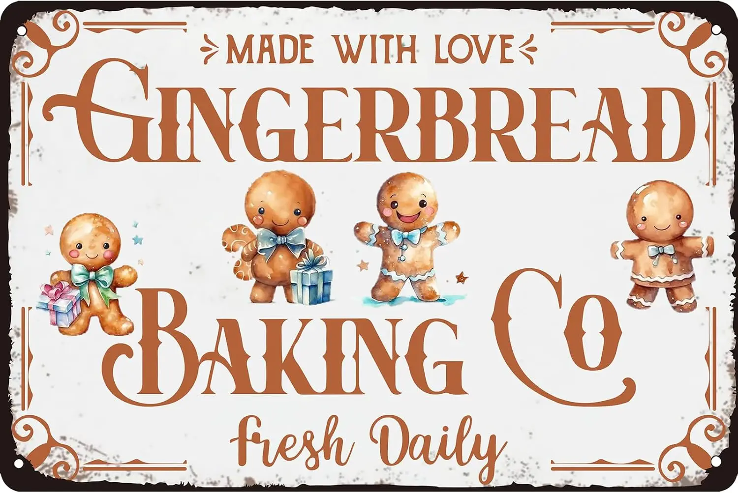 Забавный Chrstms Wll Decor Mde с любовью Gngerbred Bkng Metl Tn Sgn Wnter Decorton Sgns Hngng Plque Home rt for Fr