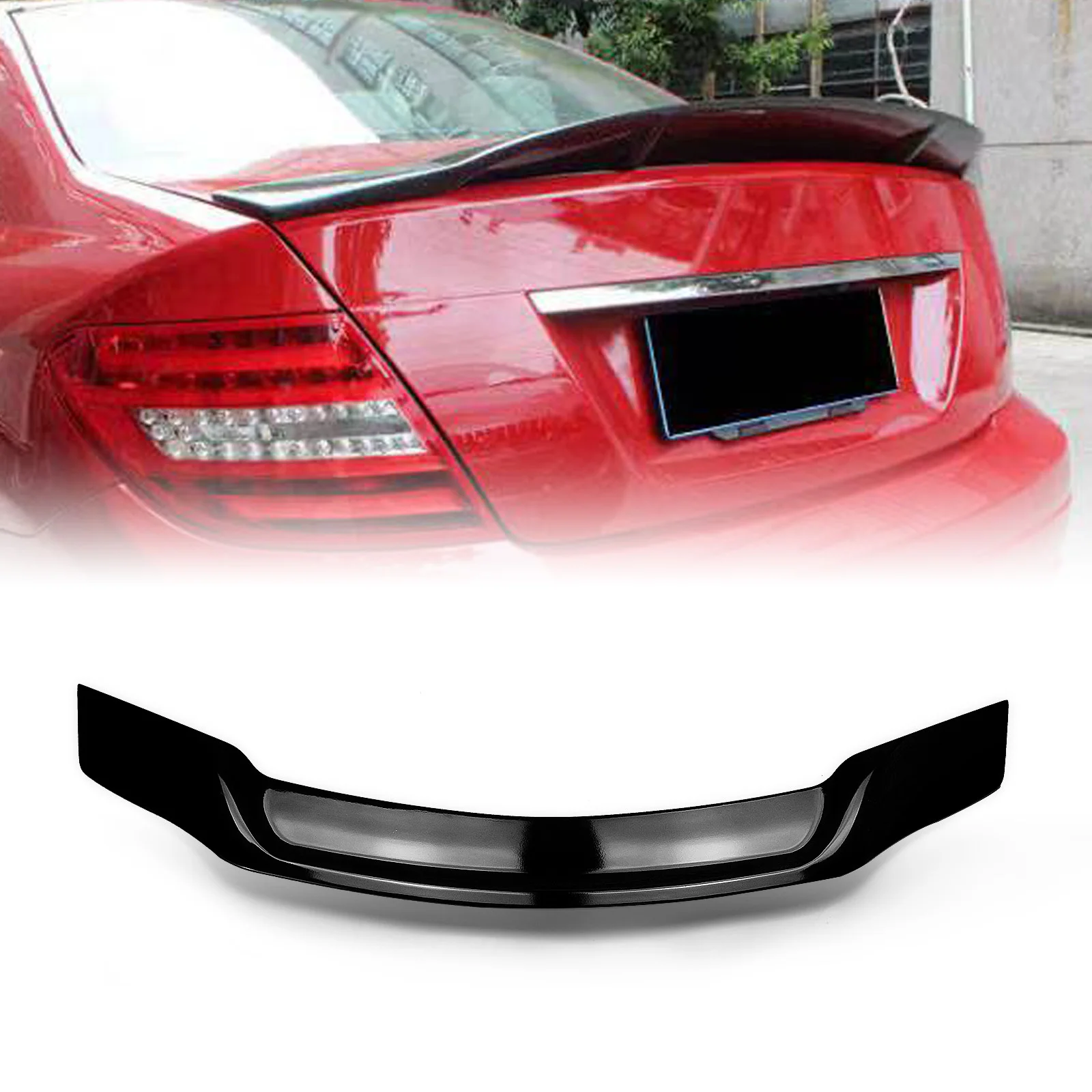 

For Mercedes-Benz W204 C Class 4 Door Sedan 2008-2013 Gloss Black C180 C200 C250 C300 Trunk Lid Splitter Lip Rear Spoiler Wing