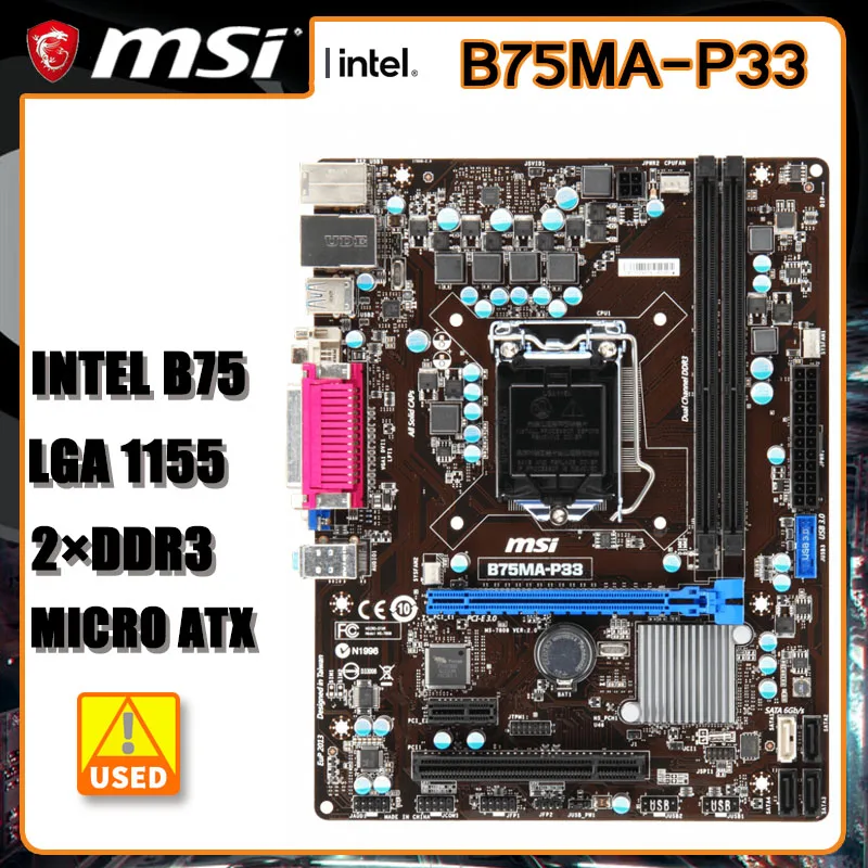 

MSI B75MA-P33 Motherboard LGA 1155 DDR3 16GB Intel B75 PCI-E 3.0 SATA III USB3.0 Micro ATX
