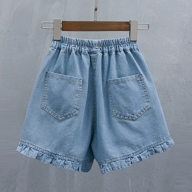 New 2023 Women Summer Loose Casual Short Jeans Female High Waist Jean Shorts Korean All-match Ladies Ruffle Denim Short Trousers
