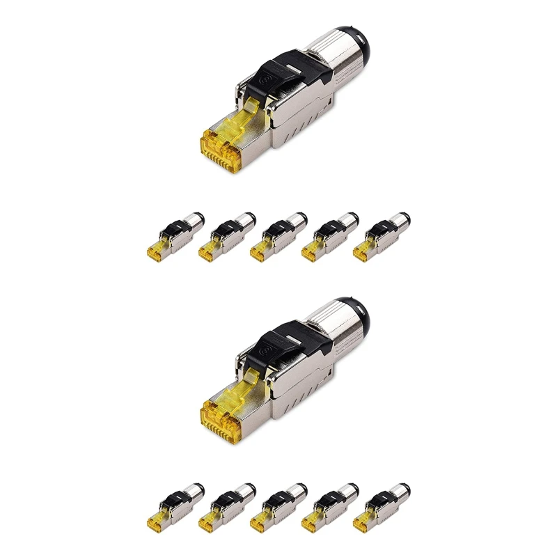 

12-Pack Tool Free Shielded RJ45 Cat 8, Cat8 Field Termination Plug, Cat8 Connector, Cat8 Plug