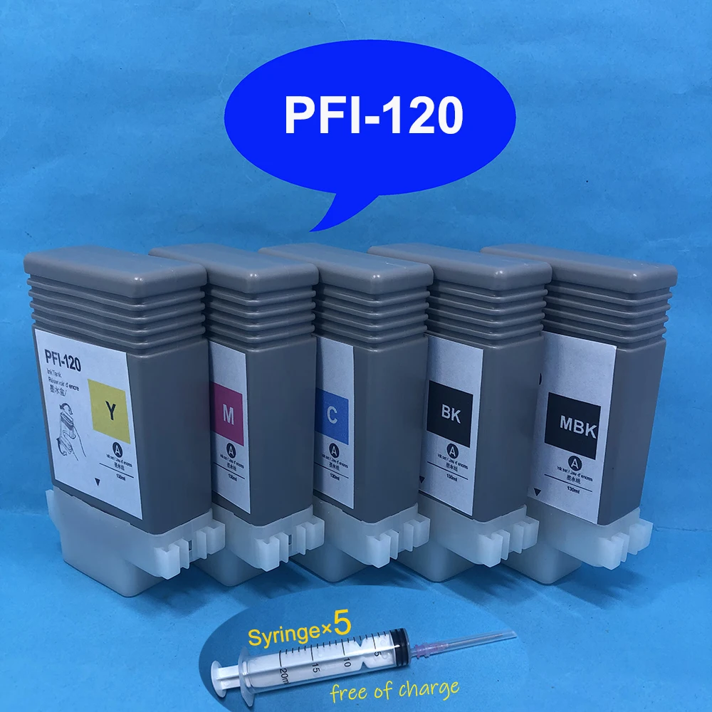 

5PCS PFI-120 PFI120 Empty Refillable Ink Cartridge with Permanent Chip for Canon TM-200 TM-205 TM-300 TM-305 TM300 Printer