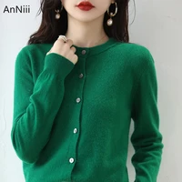 o neck long full sleeve solid knitted sweater women cardigan korean style sweaters 2021 cardigans ladies top female c%c3%a1rdigans