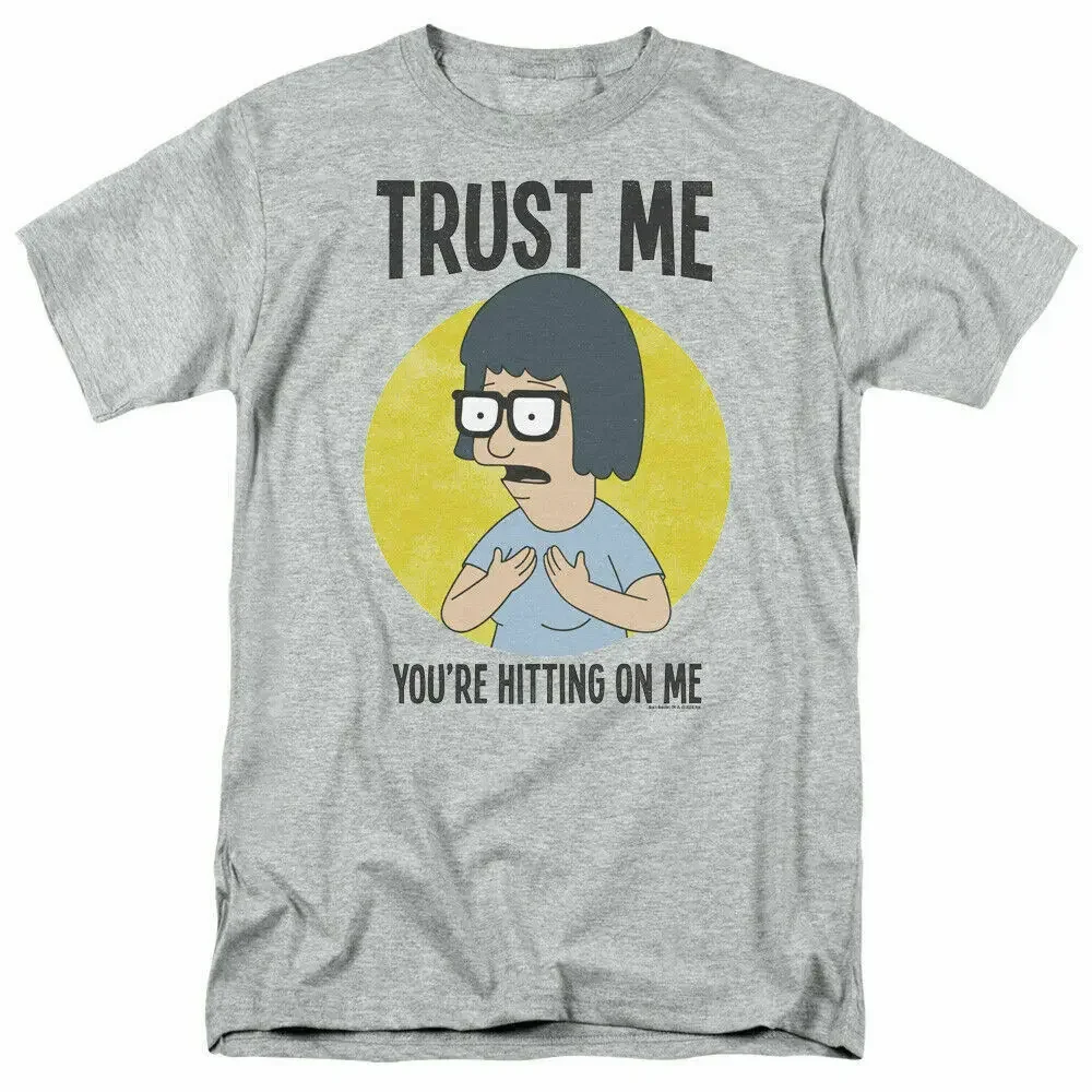 ob&ampaposs Burgers Trust Me T Shirt Mens Licensed Cartoon Merch Tina Belcher Gray
