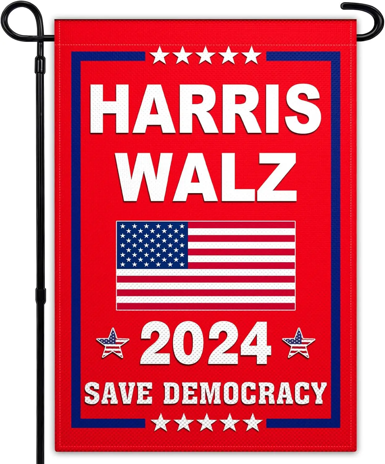 Kamala Harris Waltz 2024 Флаг 3-слойная ткань Save Democracy Садовый флаг 12x18 Двусторонний для