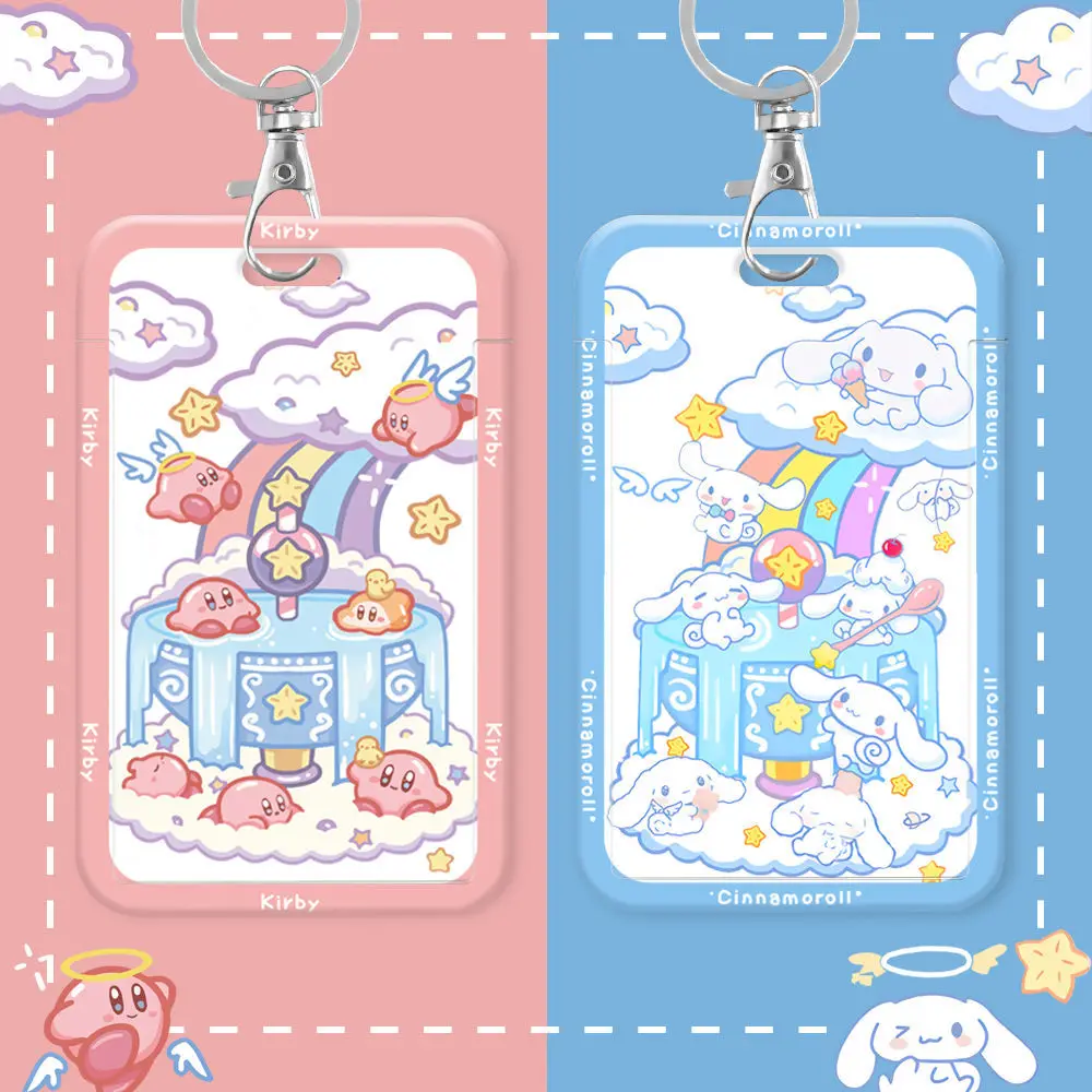 

Sanrioed Cinnamoroll Kirby ID Credit Bank Card Holder Kawaii Students Bus Clear Card Case Lanyard GIRL Visit Door Identity Badge