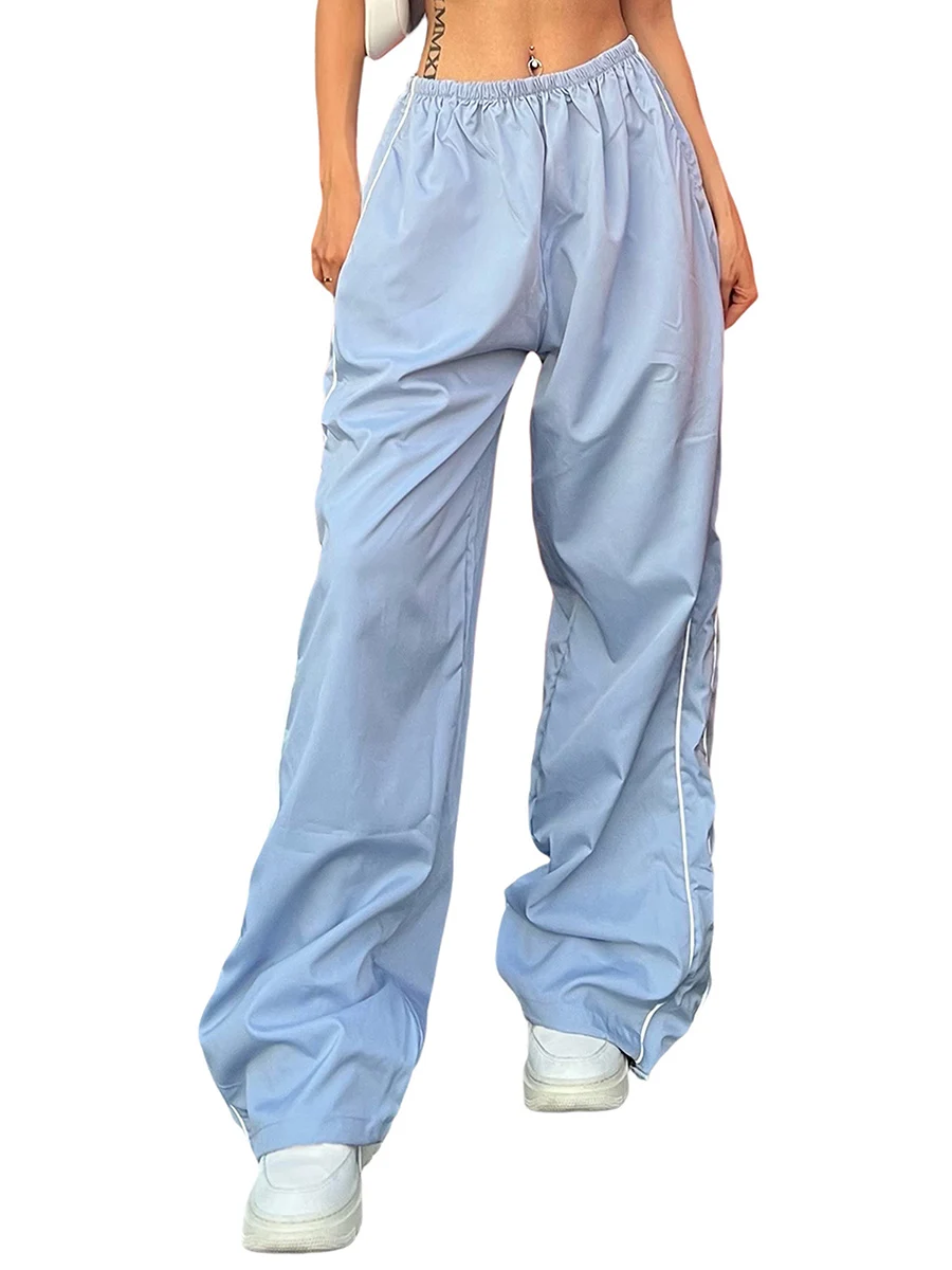 

Брюки-карго женские свободного покроя, повседневные однотонные джоггеры с эластичным поясом и широкими штанинами, с карманами, уличная одежда