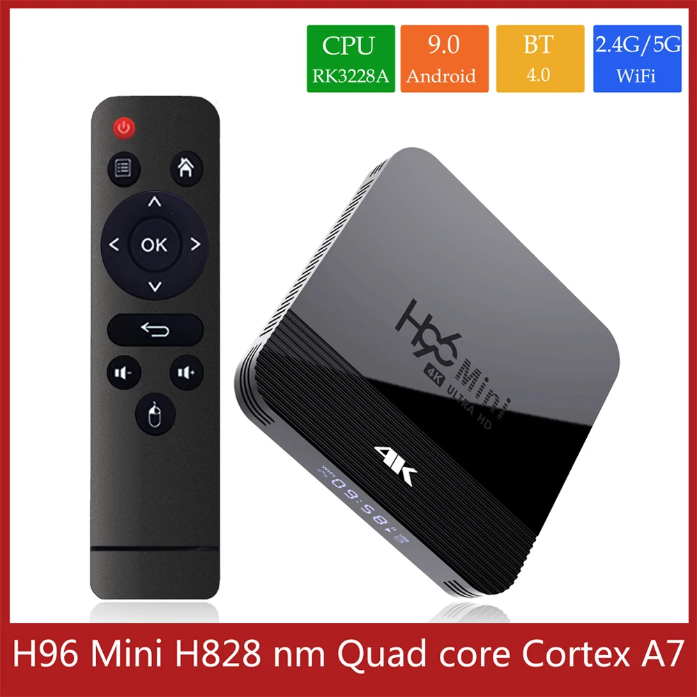 

ТВ-приставка H96 Mini H8 Smart TV BoxRK3228A, Android 9,0, 2,4 ГГц и телефон, Wi-Fi, BT4.0, медиаплеер, ТВ-приставка H96 mini H8