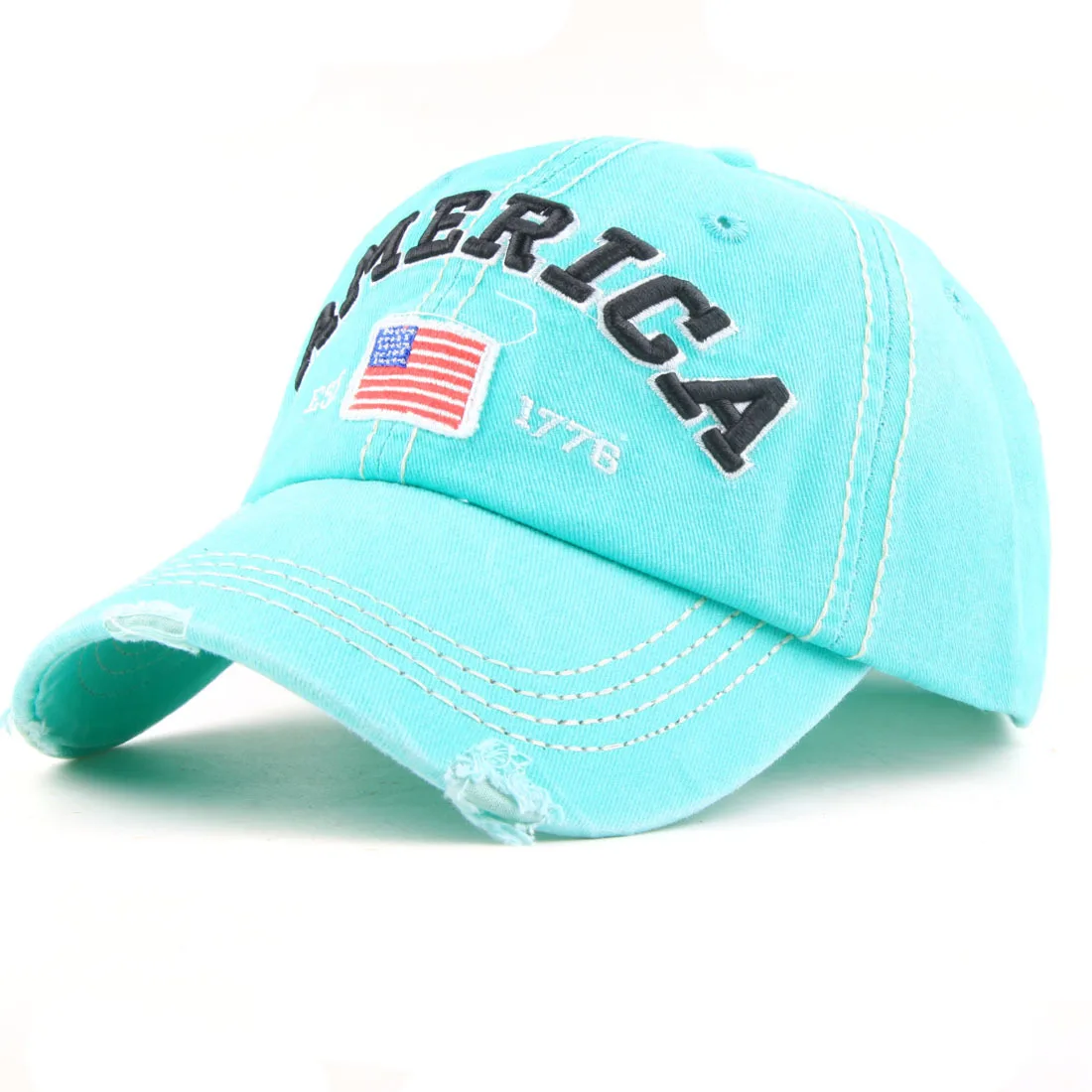 

Cotton Embroidery Letter Baseball Cap Snapback Caps Bone Casquette Hat Distressed Wearing Fitted Men Custom Hats Flag Of The US