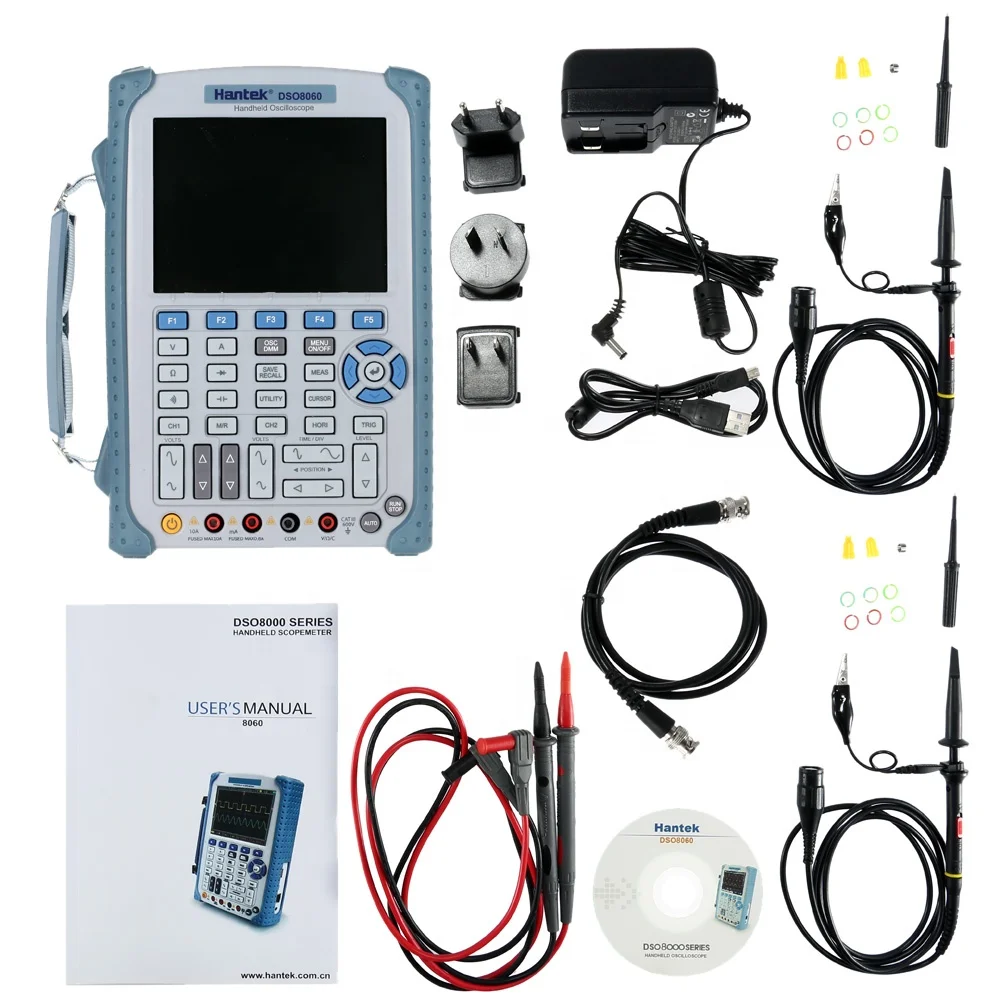 

DSO8060 5 in 1 Handheld Oscilloscope 60MHz DMM Spectrum Analyzer Frequency Counter Arbtrary Waveform signal Generator