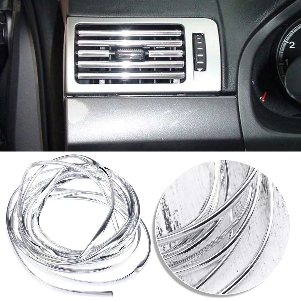 

Car Styling Car Decorative Strip U-Shaped Interior Mouldings Decorative Filler (Silver)