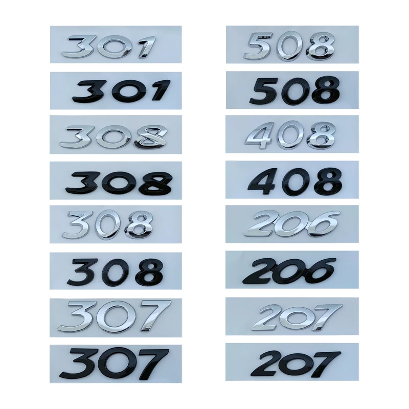 

High Quality 3D ABS Auto Rear Trunk Decal Emblem Badge Letters Sticker For Peugeot 206 207 301 307 308 408 508 Car Accessories