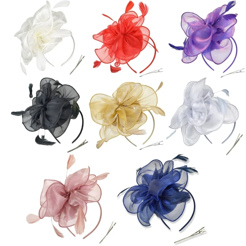 

Wedding Fascinator Feather Headband for HorseRacing Lady TeaParty Hat