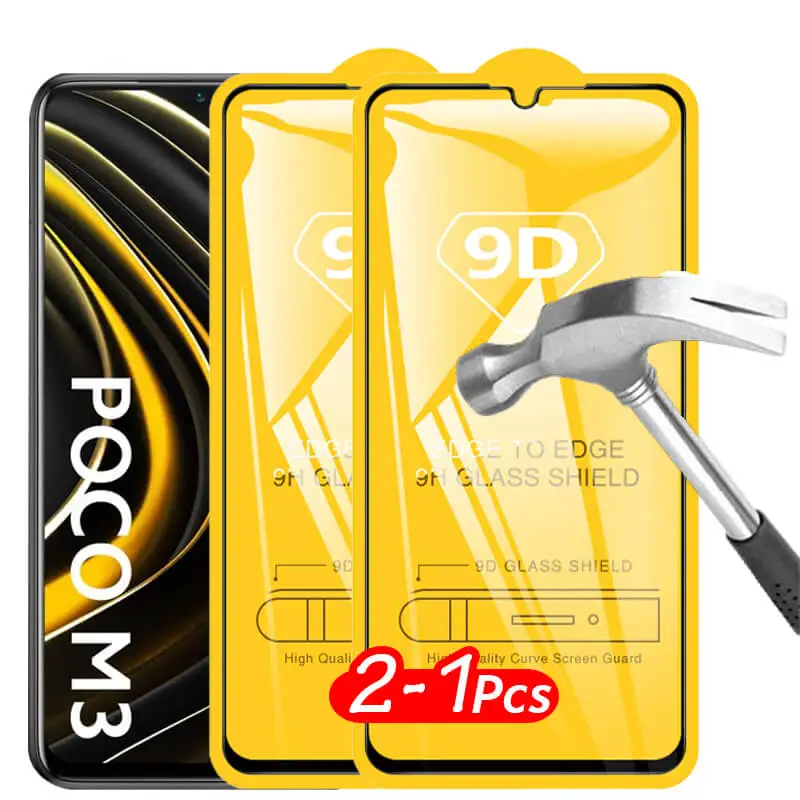 

1-2Pcs For Xiaomi Mi Poco M3 Pro F3 X3 NFC Poko F2 10T Lite Cases 3D Protective Glass on Xiomi Xaomi Redmi Note 9T 10 Glass Film