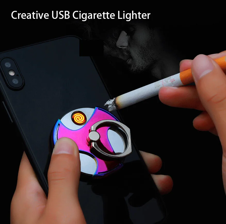 

1 шт. креативный USB-прикуриватель металлическая фотокольцевая Пряжка держатель многофункциональный вращающийся портативный аксессуары для курения