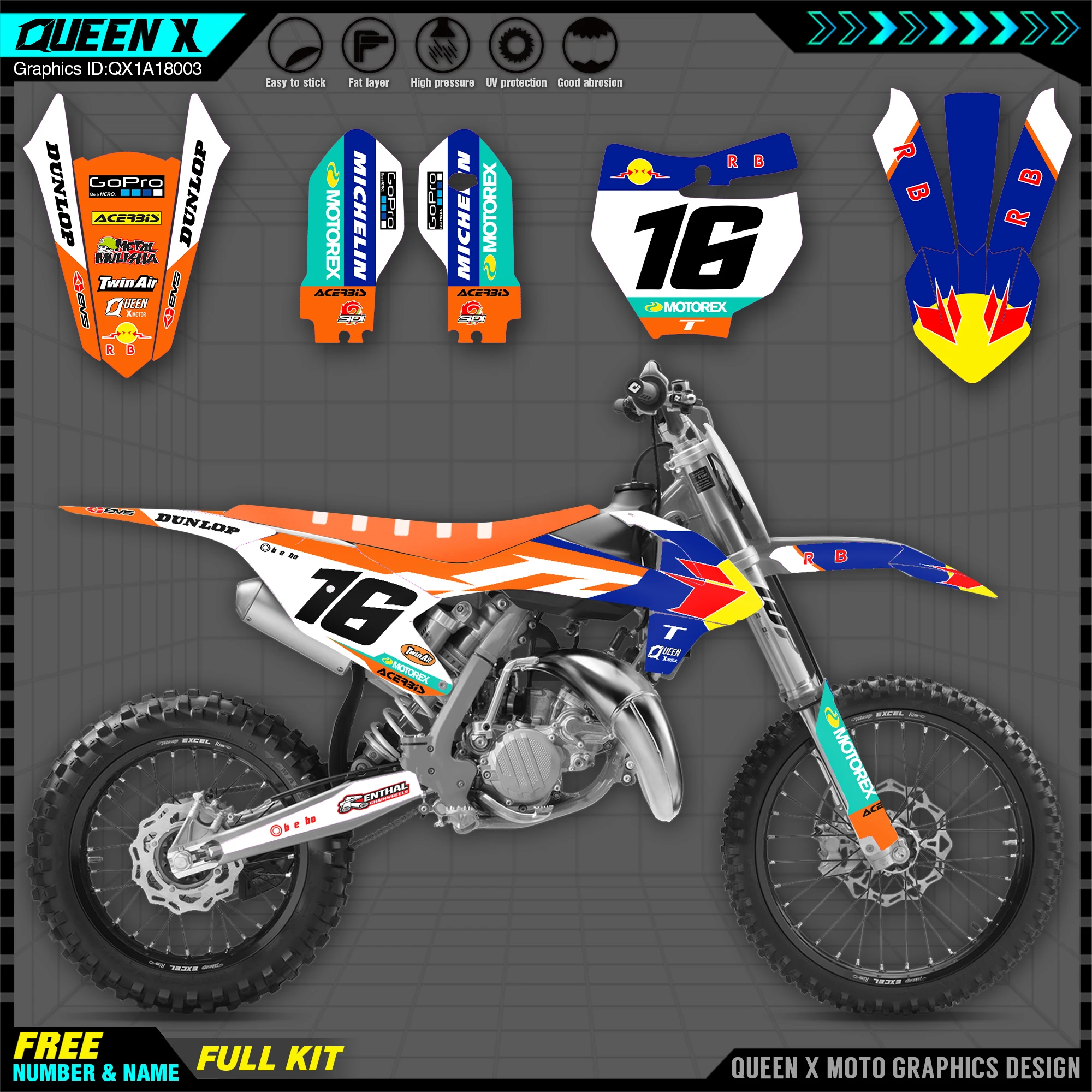 

Новая команда QUEEN X MOTOR графика и фон наклейка стикеры наборы Подходит для KTM SX 85 SX85 SXF 2018 2019 2020 графика