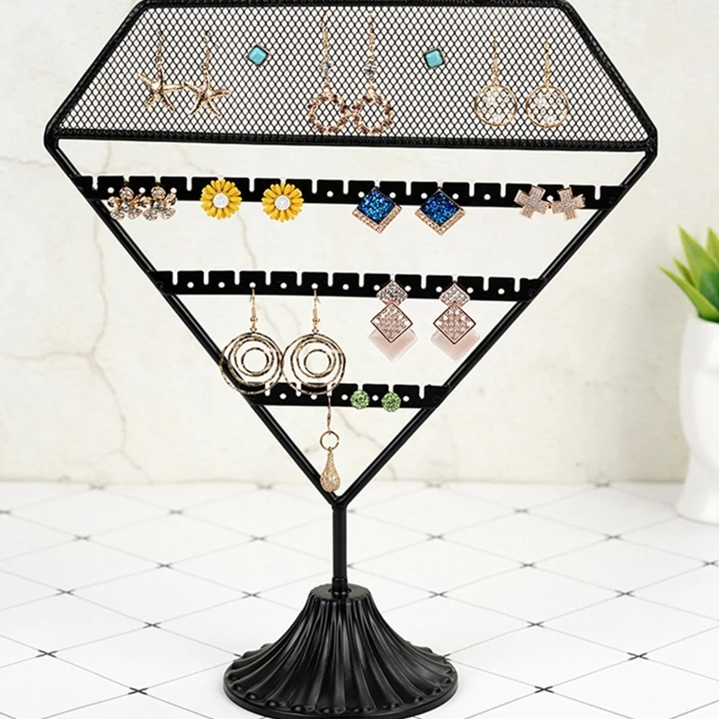 New Diamond Earrings Display Stand Jewelry Display Props Grid Rack Night Market Stall Net Red Live Broadcast Stand for Show