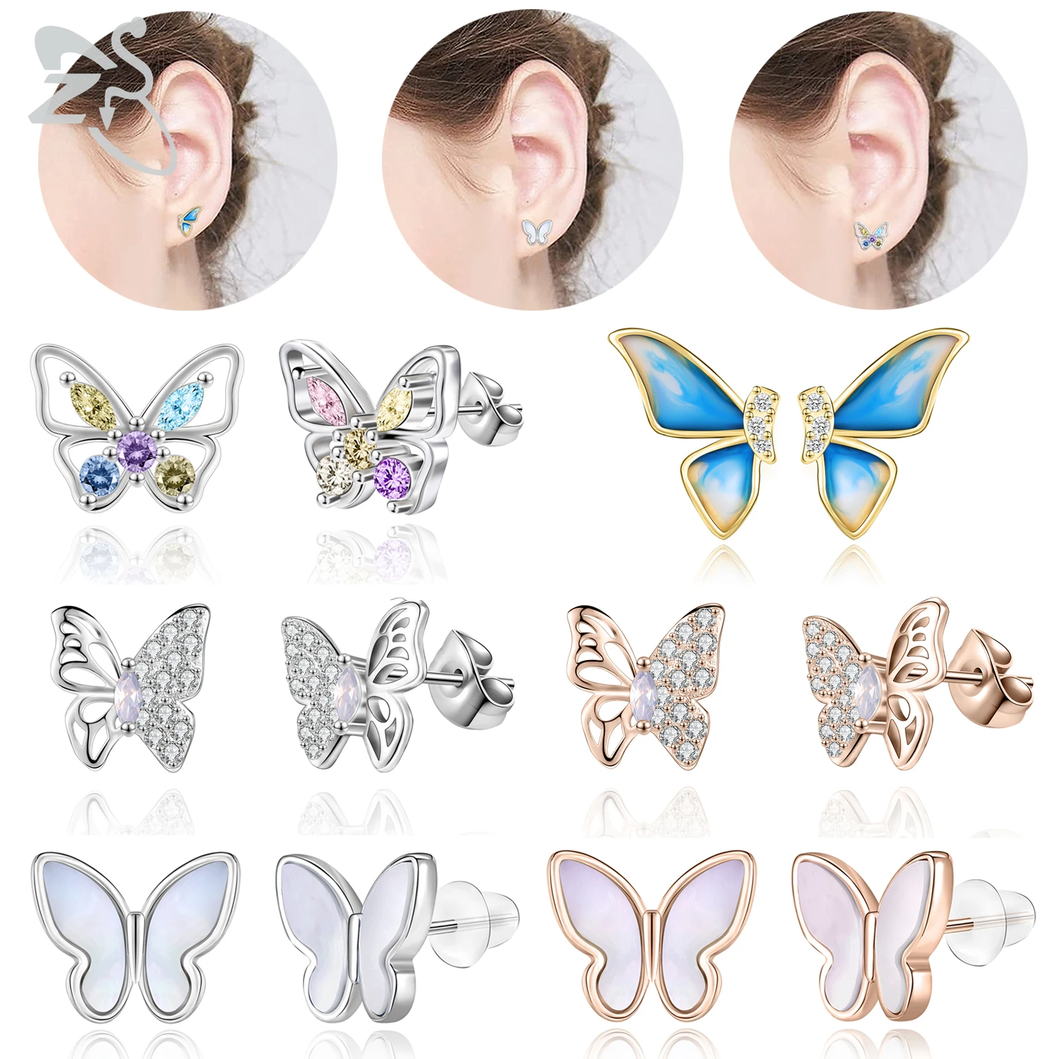 

Женские серьги-гвоздики из серебра 925 пробы, с фианитами