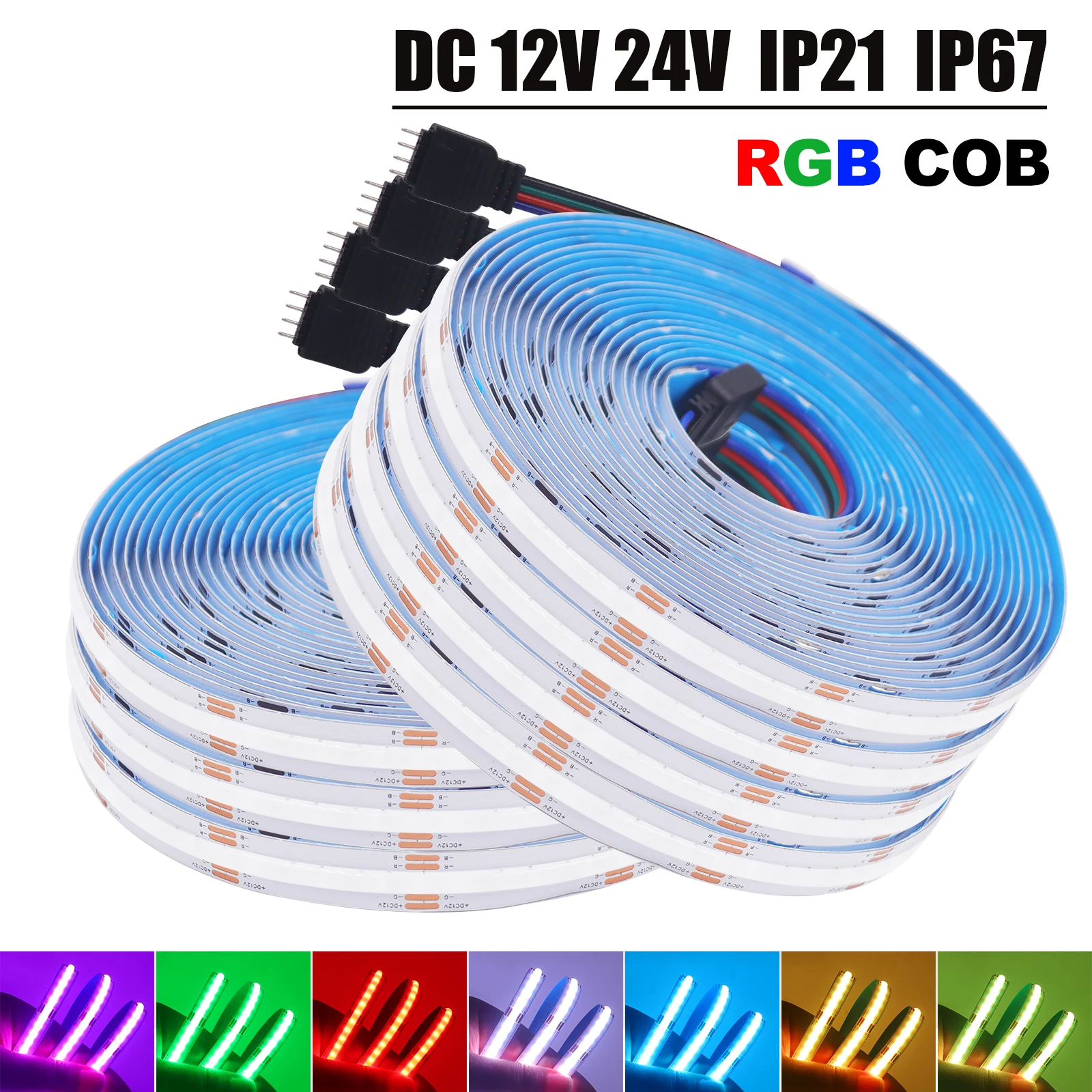 

RGBCW RGB COB светодиодная лента 12В/24В IP67