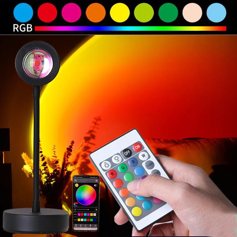 Lâmpada de Mesa para o Quarto Pôr do Sol Arco-íris Lâmpada Controle Aplicativo Projetor Noite Luz Atmosfera Projeção Led Usb Rgb