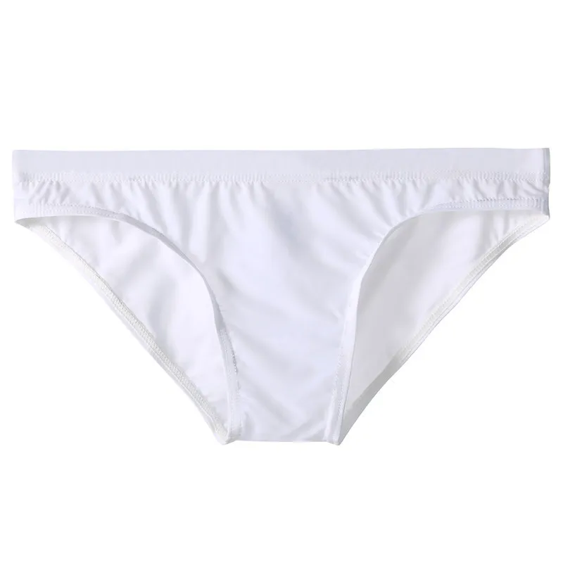 

Sexy Men's Briefs Lingerie Ice Silk Silky Briefs Stretchy Bikini Underwear Solid Color Male New Breathable Underpants Clothes