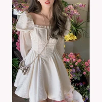 japan style2022 summer lolita mini dress y2k casual long sleeve lace vintage elegant one piece dress korea outwear short skirt
