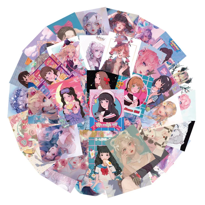 

Kawaii Pink Girl Illustration Stickers For Car Laptop Phone Stationery Decal Waterproof Graffiti Sticker for Kids Toys Gifts