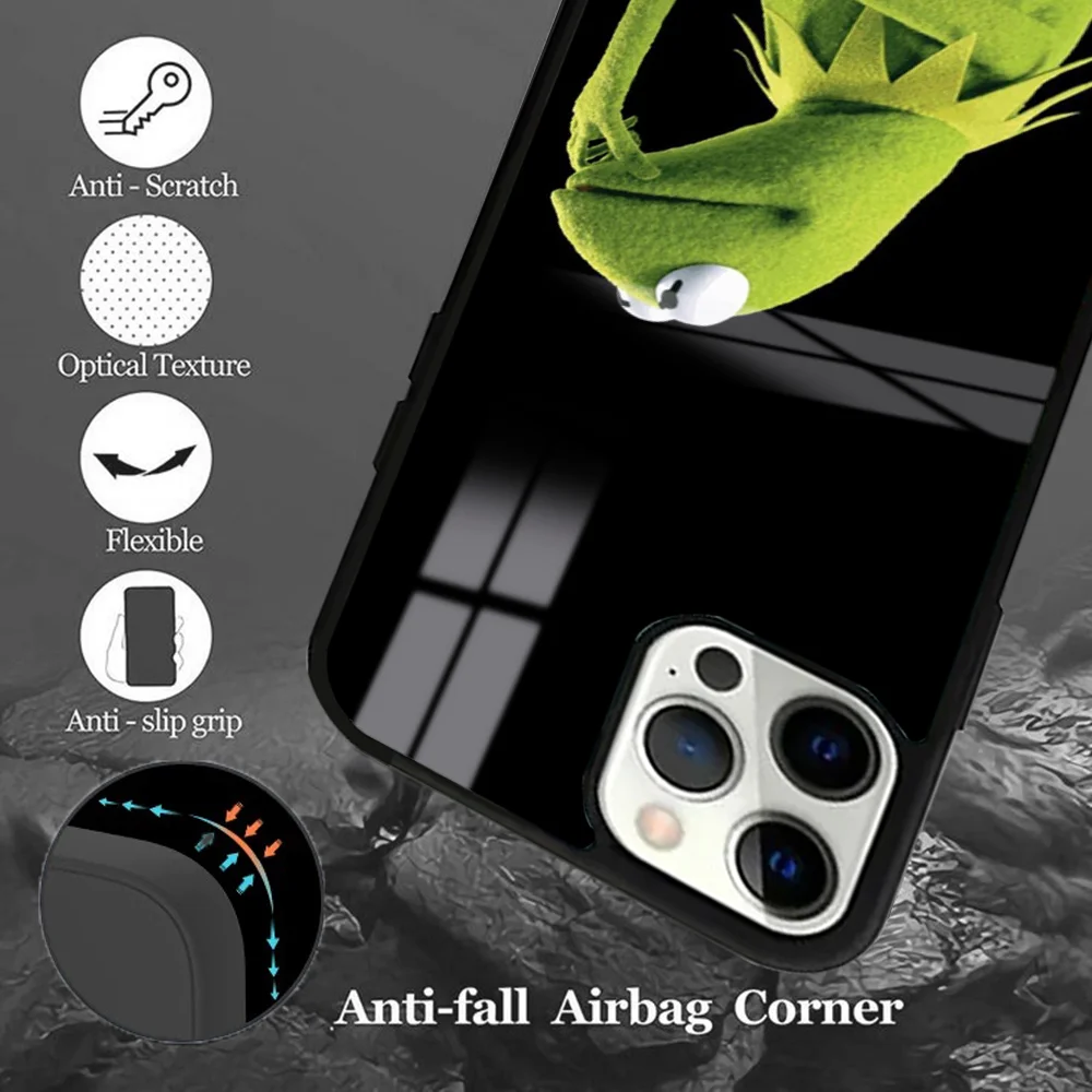 Funny K-Kermit-T The Frog Phone Case For iPhone 16 15 14 13 12 11 Pro Max Plus Mini Magsafe Mirror Wireless Magnetic Cover