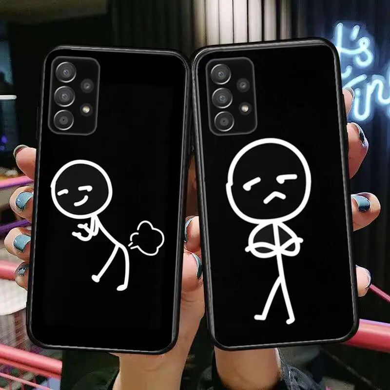 

line drawing stickman Phone Case Hull For Samsung Galaxy A70 A50 A51 A71 A52 A40 A30 A31 A90 A20E 5G a20s Black Shell Art Cell C