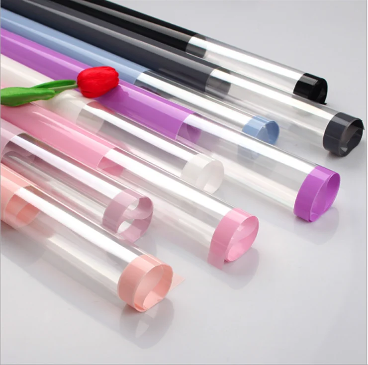 

20PCS 58x58cm Half-Clear Translucent Flower Wrapping Paper Waterproof OPP Plastic Window Bouquet Wrapping Paper Florist supplies