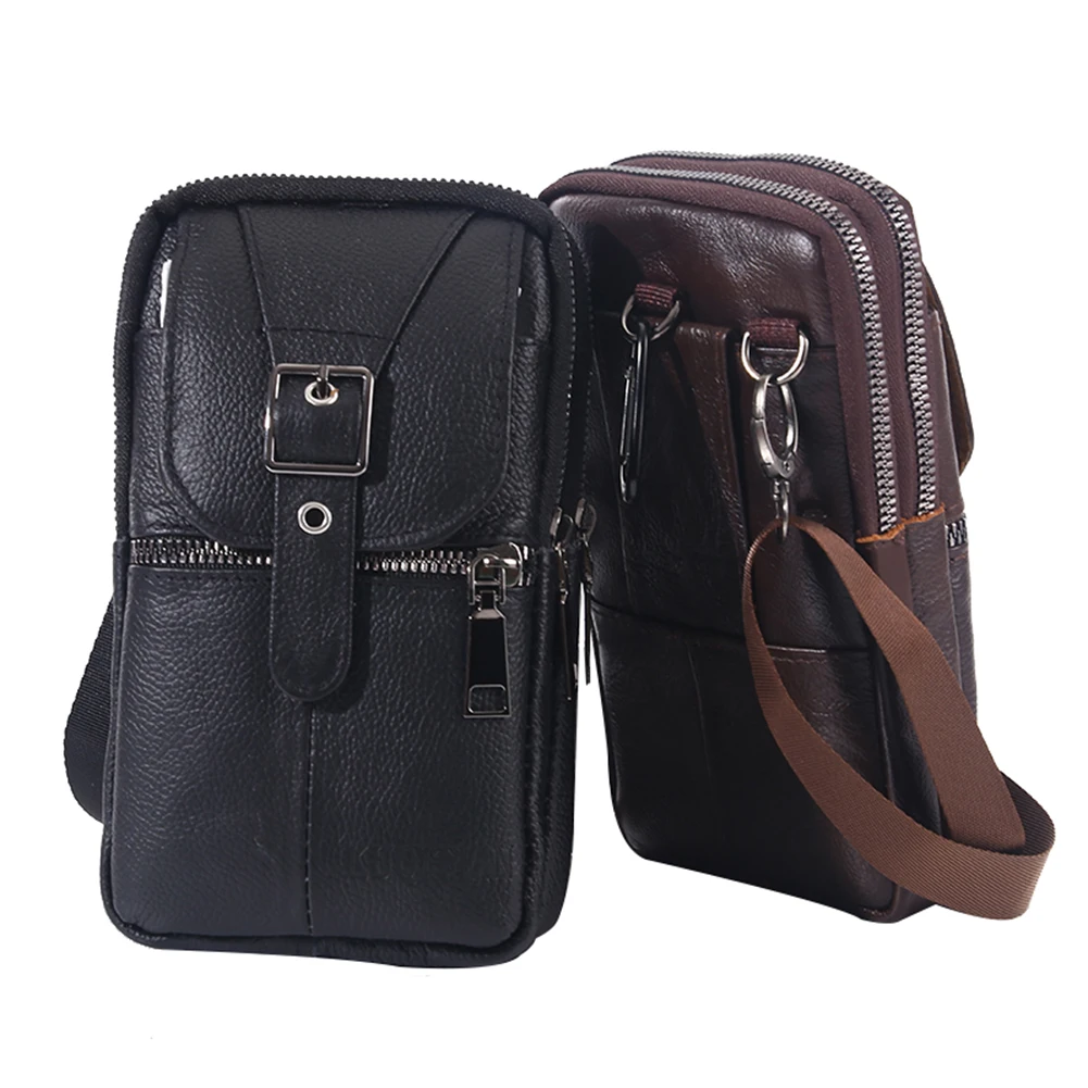 

Waist Fanny Pack Men Cowhide Leather Shoulder Crossbody Belt Cell Phone Pouch for Male Outdoor Traveling Shopping