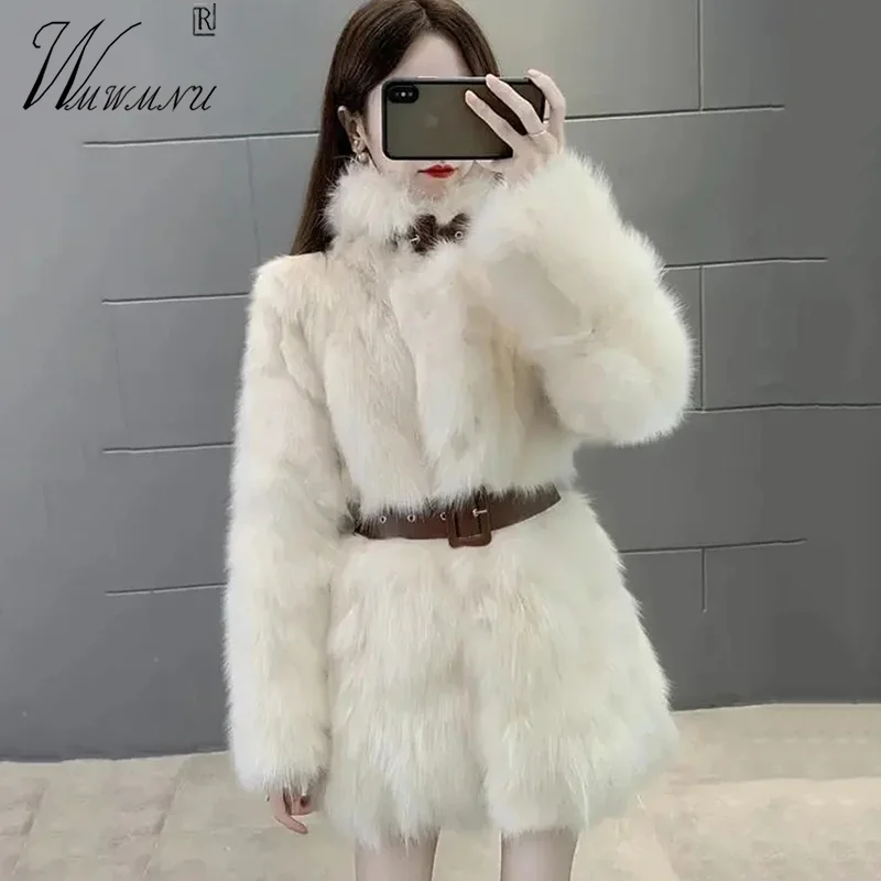 Зимняя одежда роскошное пальто из искусственного лисьего меха утолщенное теплое