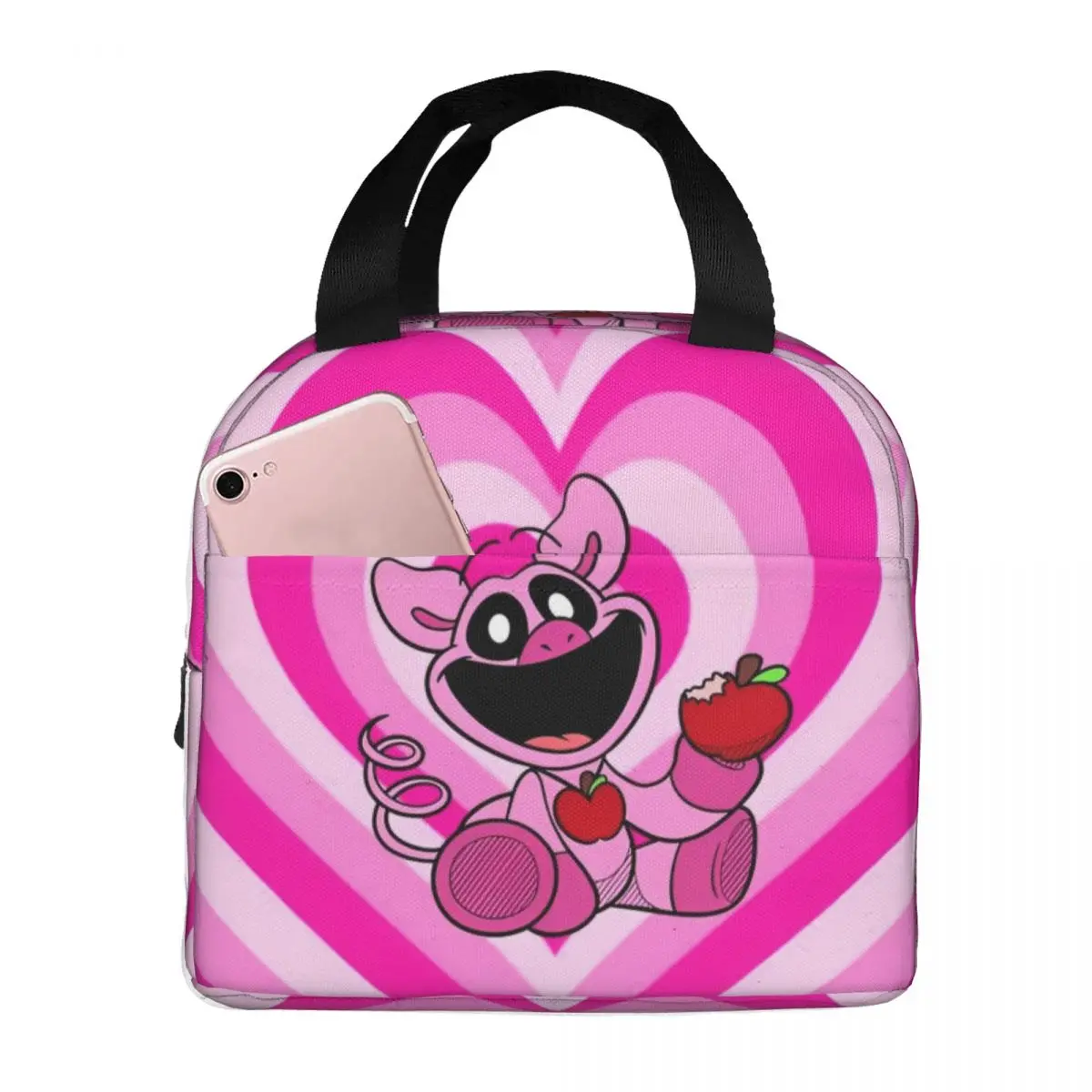 Изолированный Ланч-бокс для мужчин и женщин сумка-тоут с улыбающимся рисунком