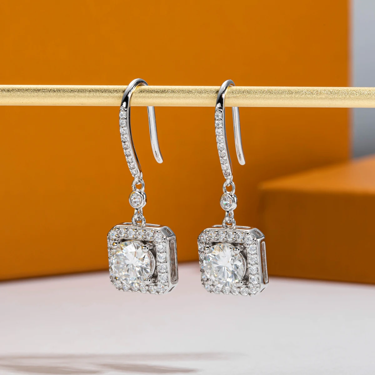 Фото rupaJewel 1 карат D Цвет Муассанит Серьги-капли из стерлингового серебра 925 пробы Позолоченные серьги 18 карат для женщин Ювелирные изделия Подарки Оптовая продажа №4