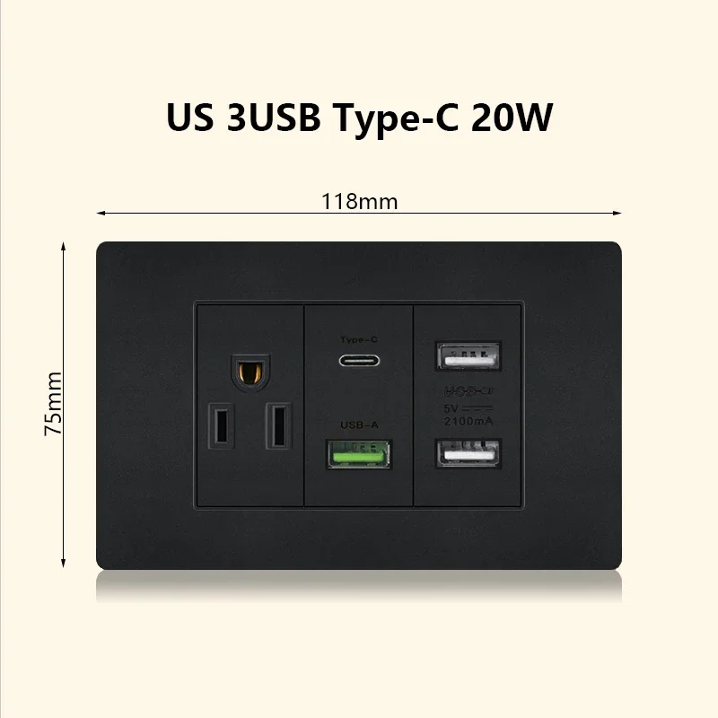 

Depo Guye настенная розетка с USB, черная