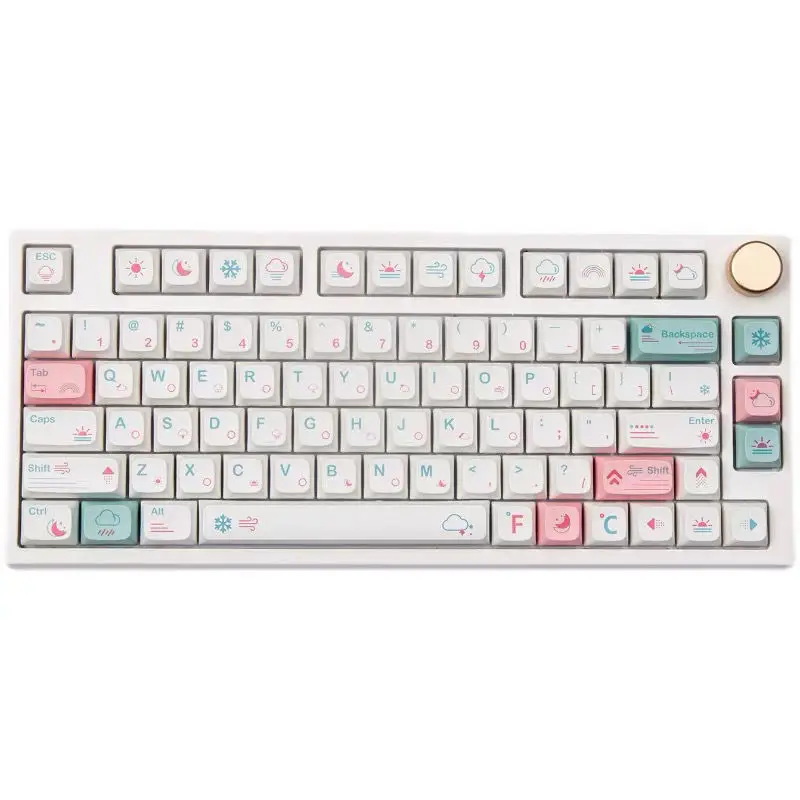 132 Keys Minimalist White Weather Keycap XDA Keycaps For MX Switch Mechanical Keyboard PBT Personalized Japanese Key Caps DIY images - 6