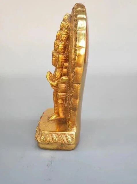 Китайская чистая латунь тысяча гуаньинь маленькая статуя Будды