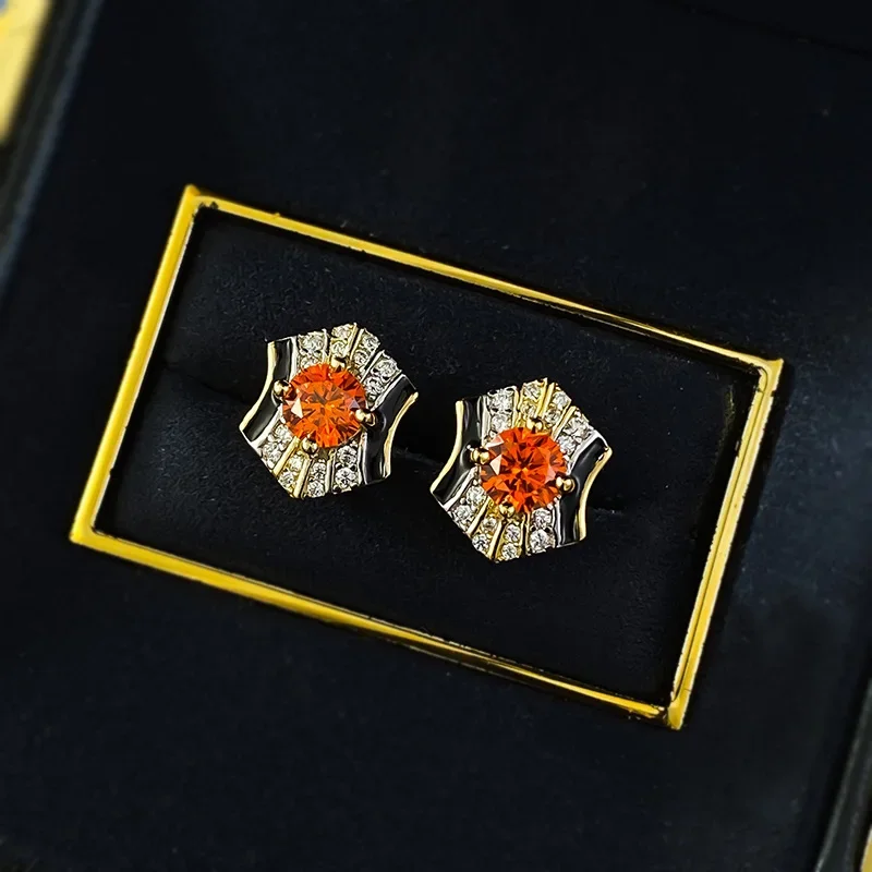 Фото Серьги Xiaohongshu из серебра 925 пробы с позолотой 50, розовые, антикварные, оранжевые, Fanta, простые, модные и универсальные №1