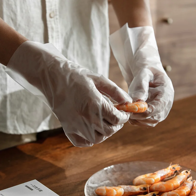 

Одноразовые перчатки, домашние утолщенные Съемные пластиковые прозрачные тонкие перчатки в коробке, 100 шт.