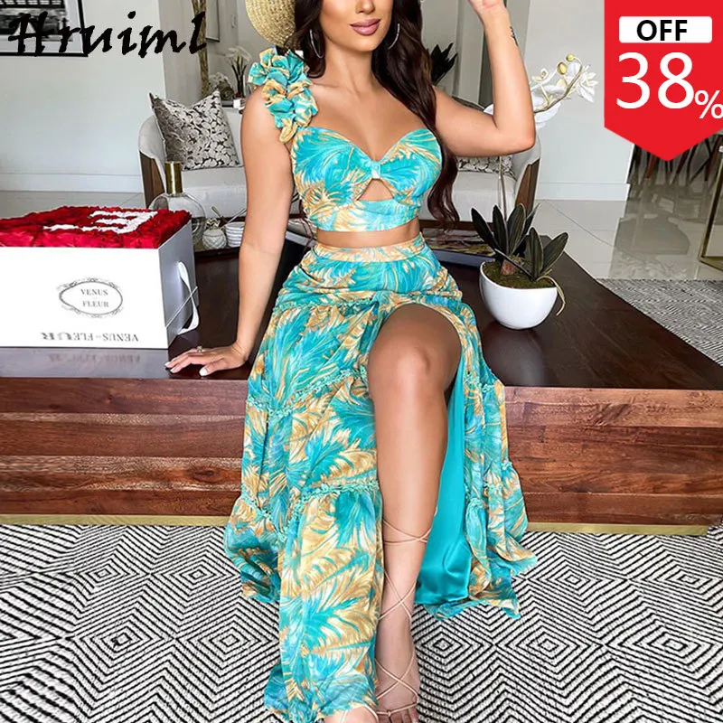 

Женский комплект из топа и юбки, комплект из двух предметов: Топ без бретелек и юбка, модный сексуальный вечерний клубный комплект из двух пр...