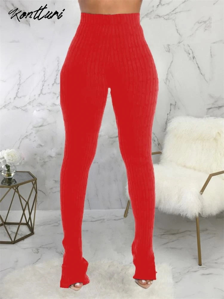 Kontturi осенние повседневные эластичные узкие брюки для женщин 2024 леггинсы модные