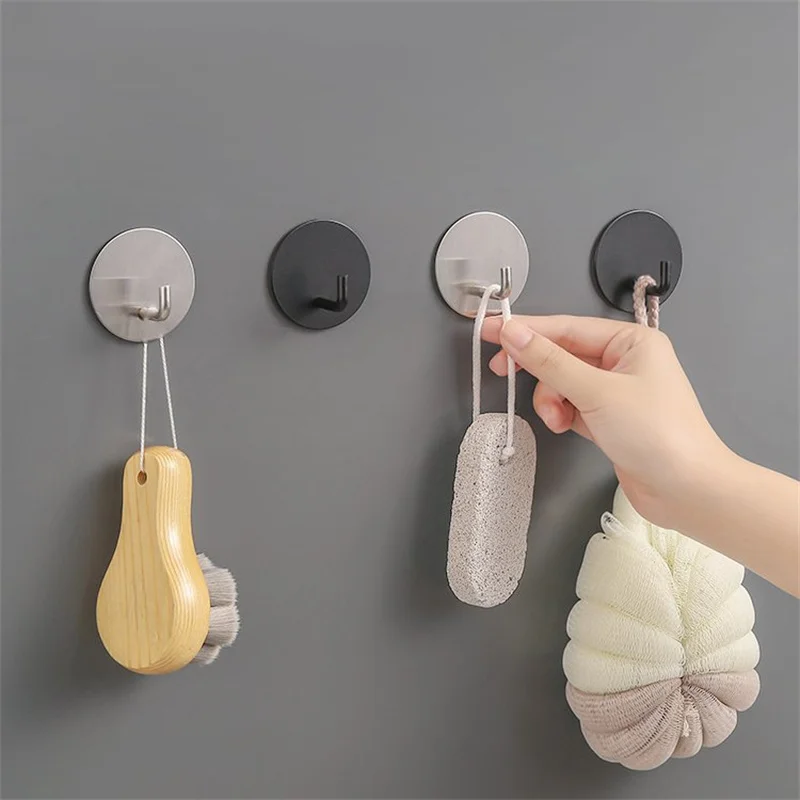 

Stainless Steel Multi-purpose Hook Towel Hanger Key Holder Self-adhesive Punch-free Home Kitchen Bathroom Organizer Storage Hook
