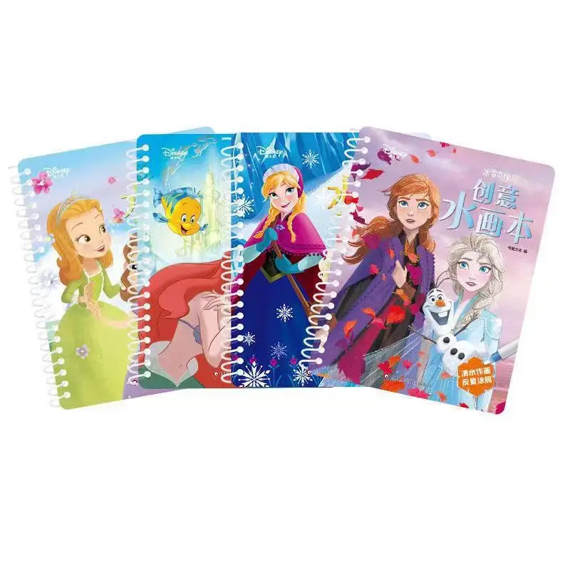 Фото Игрушки Disney, Принцесса Диана, многоразовая цветная книга Ариэль, Волшебная водная живопись, Игрушки для раннего развития детей №3