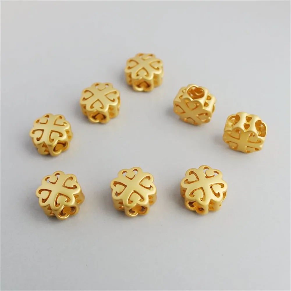 

18k gold sandgold matte Chinese knot hollowed out sand gold through hole bracelet accessories charm diy jewelry accessories