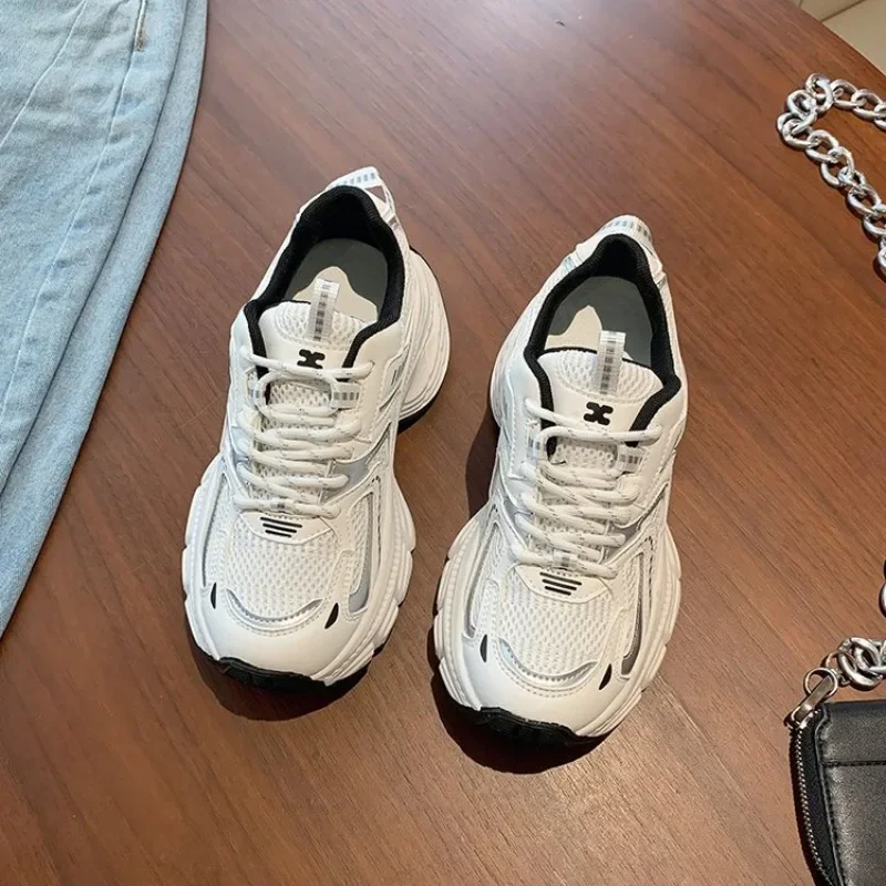 Женские кроссовки с круглым носком универсальные уличные дышащие на шнуровке