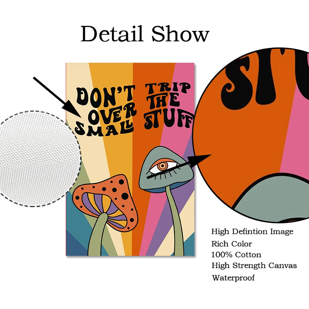 Красочная Ретро-художественная печать Грибов не Путешествуйте по маленьким