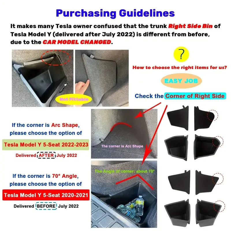 Для 5-местного багажника Tesla Model Y боковые контейнеры для хранения подкладка